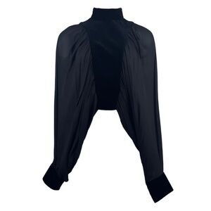 Zara  Black Sheer and velvet Cape Blouse nwt